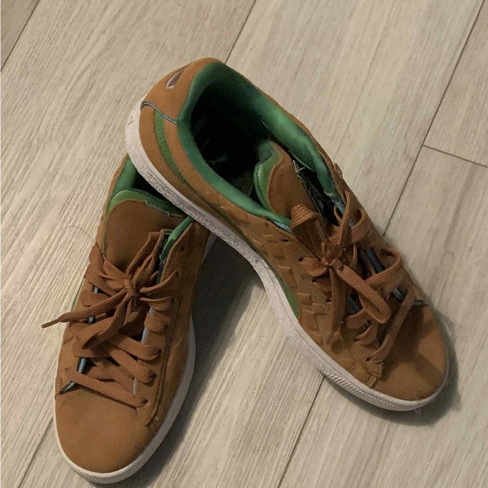 Puma Men's Tan and Green Sneakers like new 99%